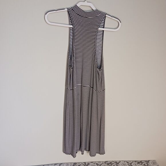 Repaired Striped Mockneck Sleeveless Super Soft Mini Dress - Picture 4 of 15